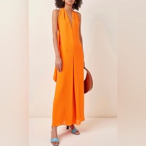 Sycamore Crinkled-chiffon Halterneck Wide-leg Jumpsuit